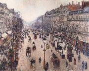 Camille Pissarro Boulevard Montmartre,morning cloudy weather oil painting artist